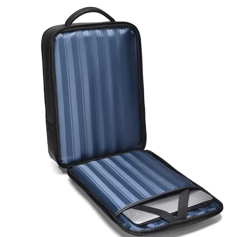 Elegantní kožený batoh s USB portem pro 15,6palcový notebook, černý