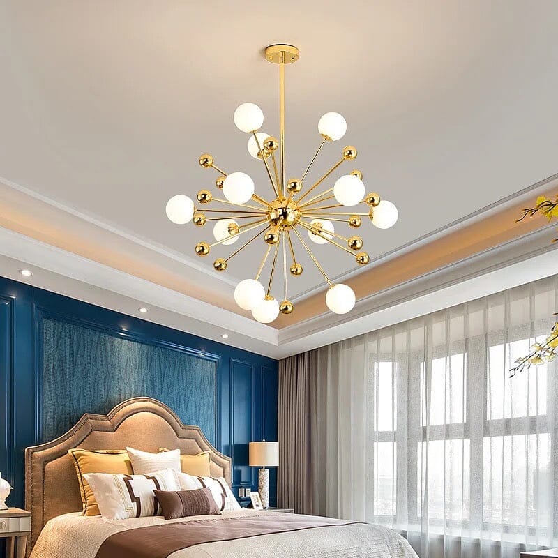 LumaOrb Golden Globe Acrylic Sputnik Ceiling Chandelier