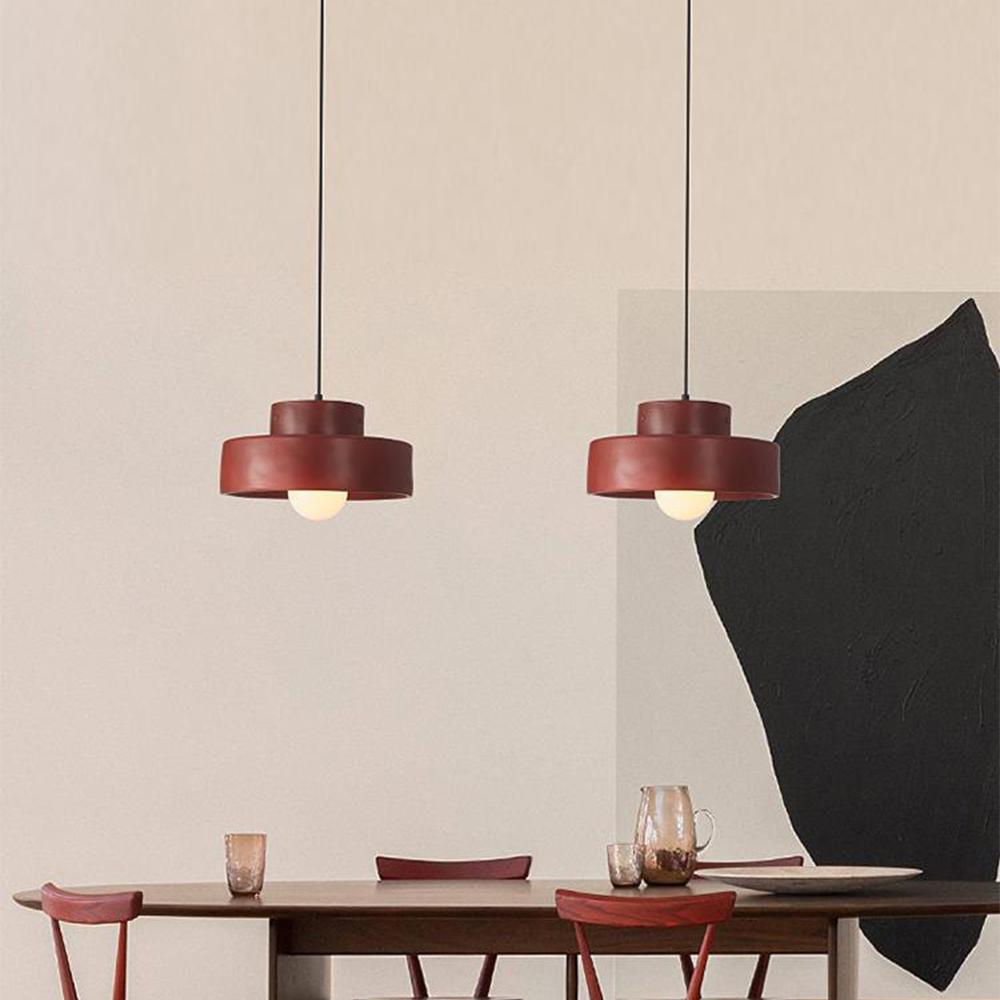 Novaara Resin Pendant Light in Vintage Wabi Sabi Style Red, Green or Black