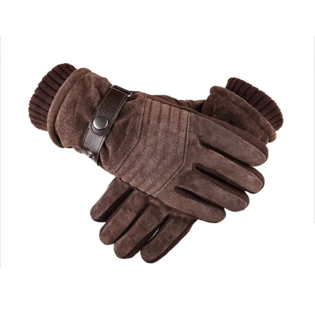 Guanti Invernali Touch Screen da Uomo con Calore, Comfort e Cinturino in Vera Pelle