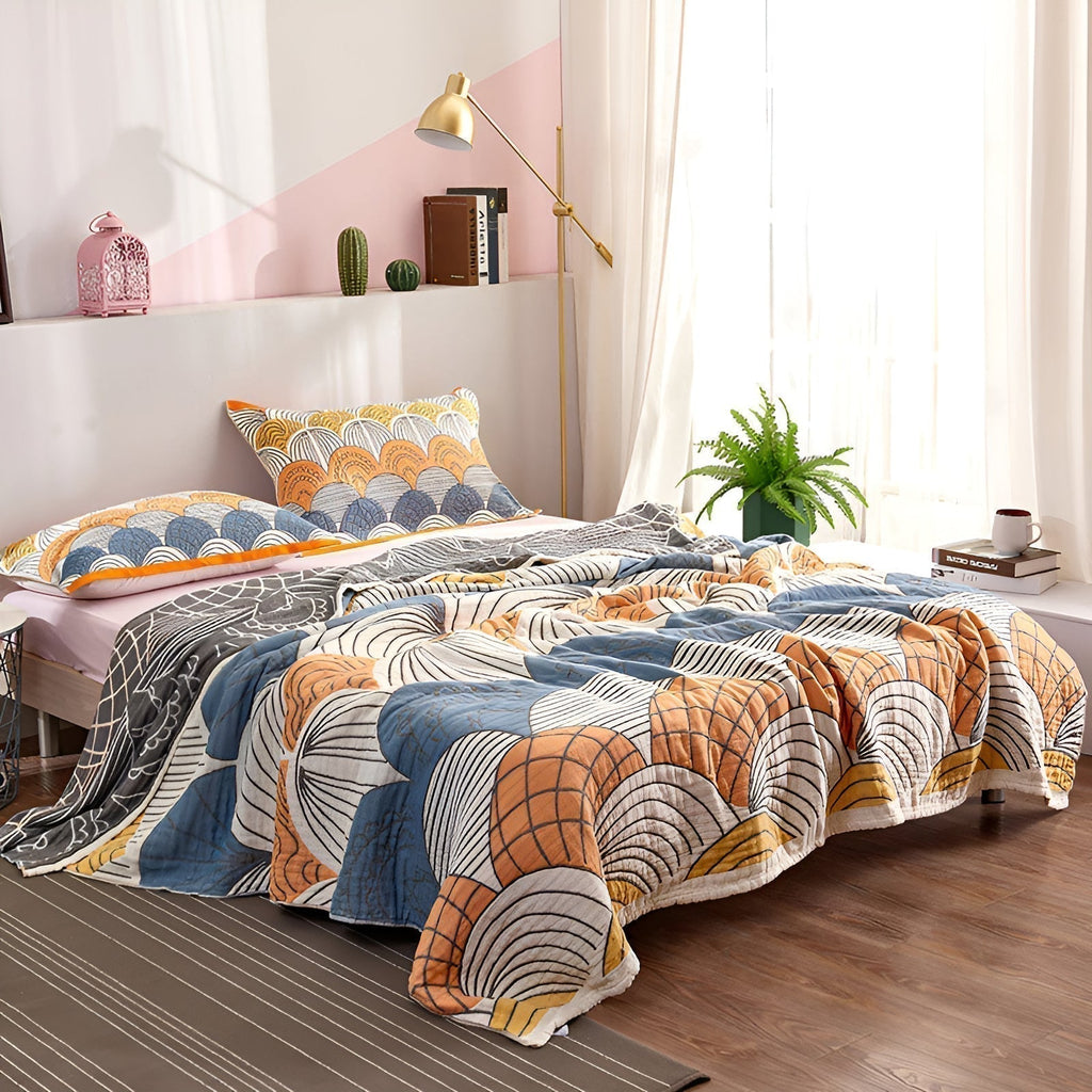 Scallop Pattern Cotton Blanket for Soft Breathable Comfort