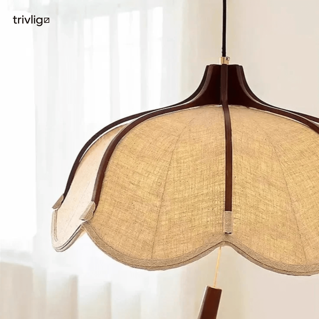 Lampada a sospensione Kizumi Bloom Moderna Giapponese Wabi Sabi Fiore in tessuto