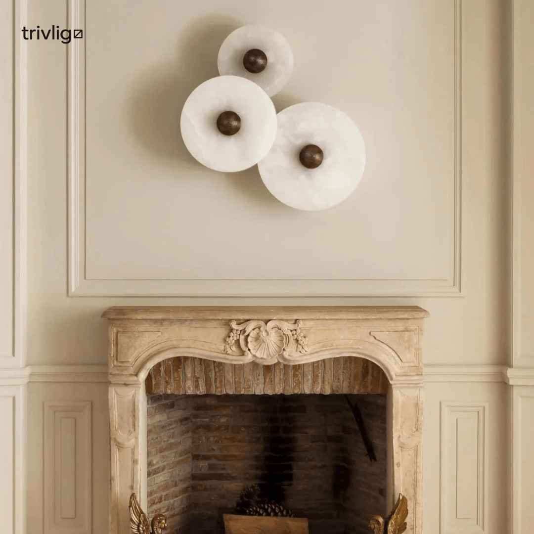 ArctisHalo Nordic Round Alabaster LED Wall Light With Soft Glow