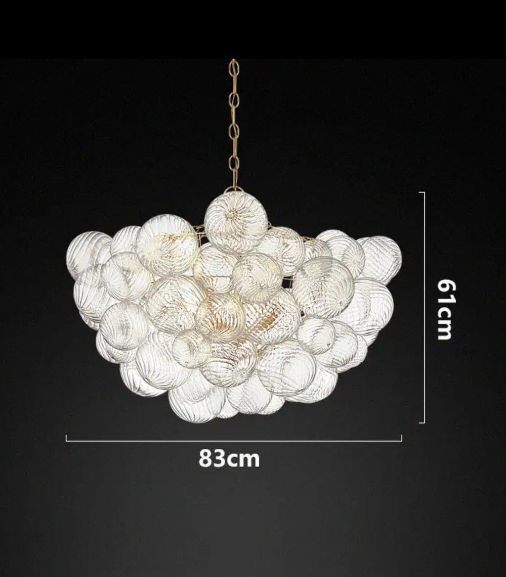 Luminix Bubble Chandelier with Ribbed Glass and Gold Finish