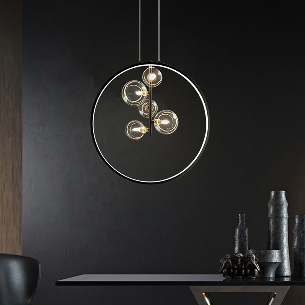 Kirra Deckenpendelleuchte mit mattschwarzem Glasglobus