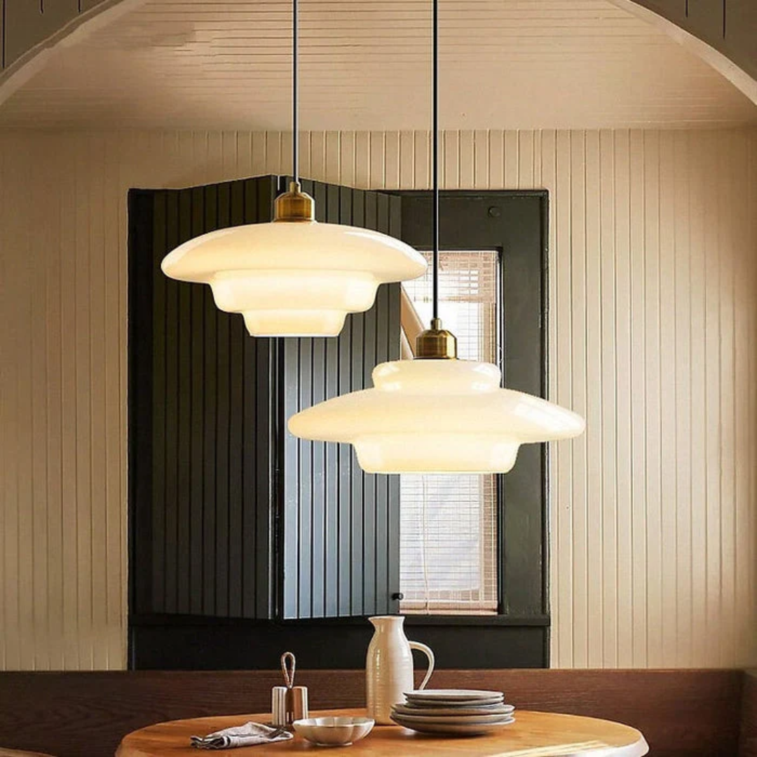 Celestia | White Glass Pendant Light for Dining and Kitchen Areas