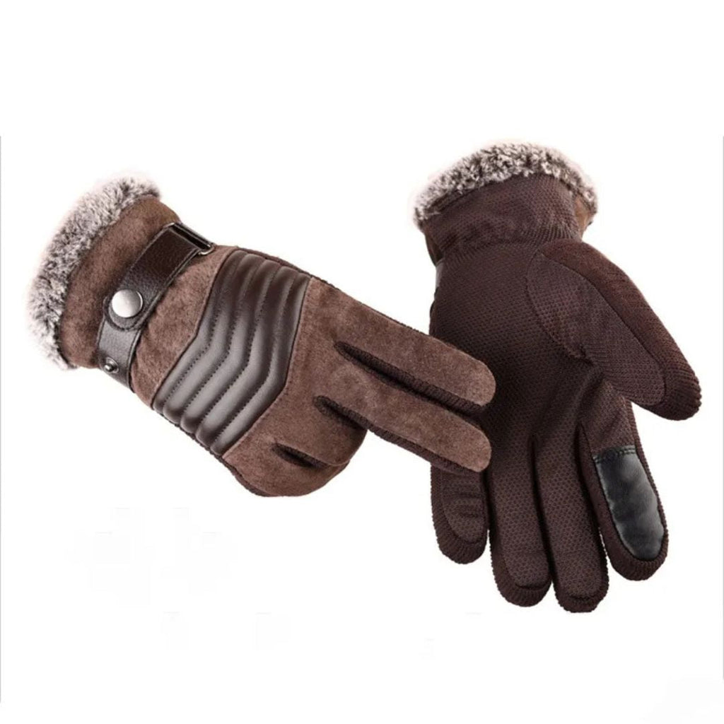 Guanti Invernali Touch Screen da Uomo con Calore, Comfort e Cinturino in Vera Pelle