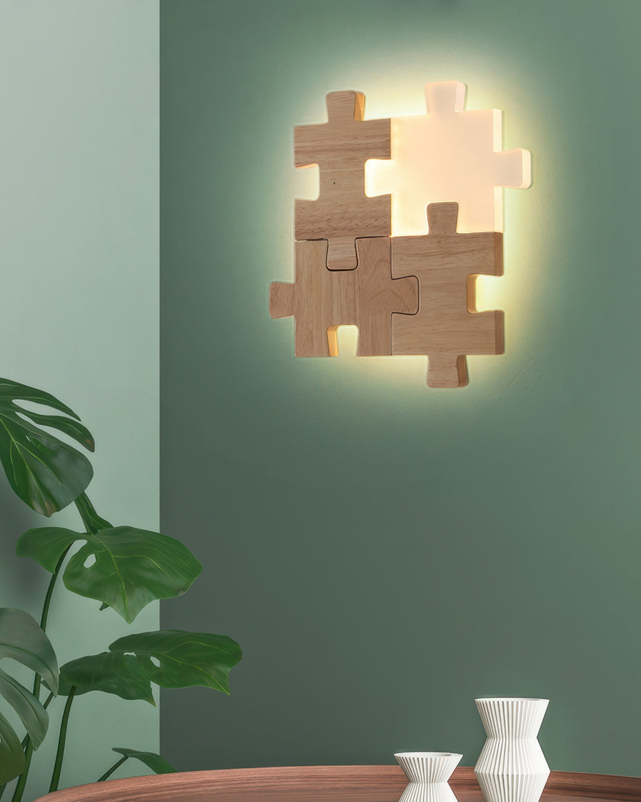 Applique da parete LED in legno SylvaOak Puzzle stile nordico minimalista