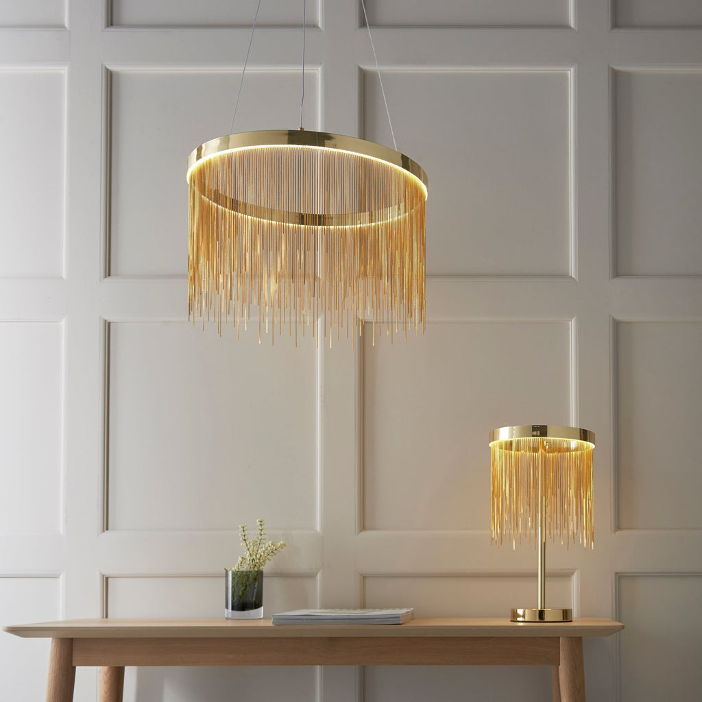 Lyra Cascade LED Table Lamp With Diffused Glow And Chains