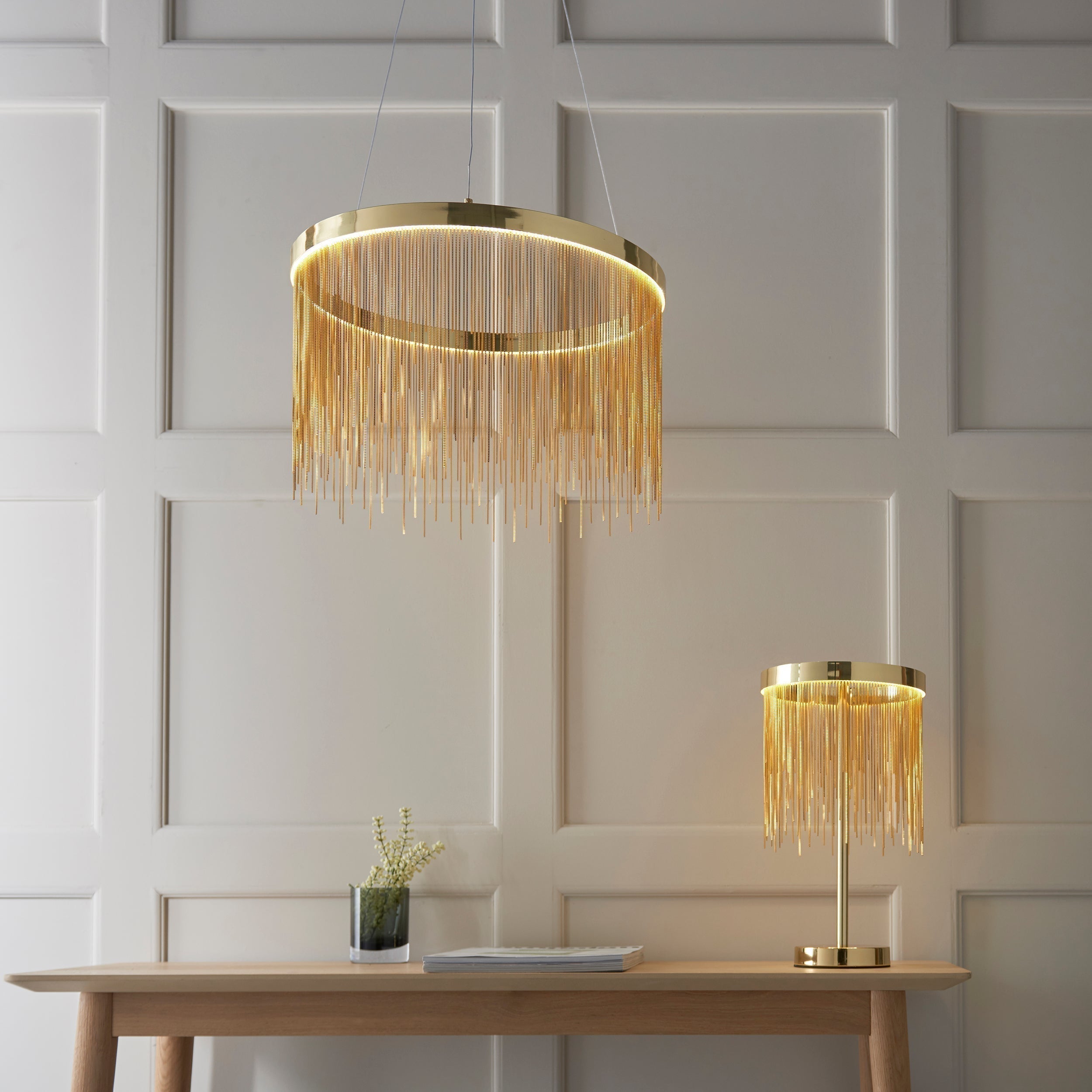 Lyra Cascade LED Table Lamp With Diffused Glow And Chains