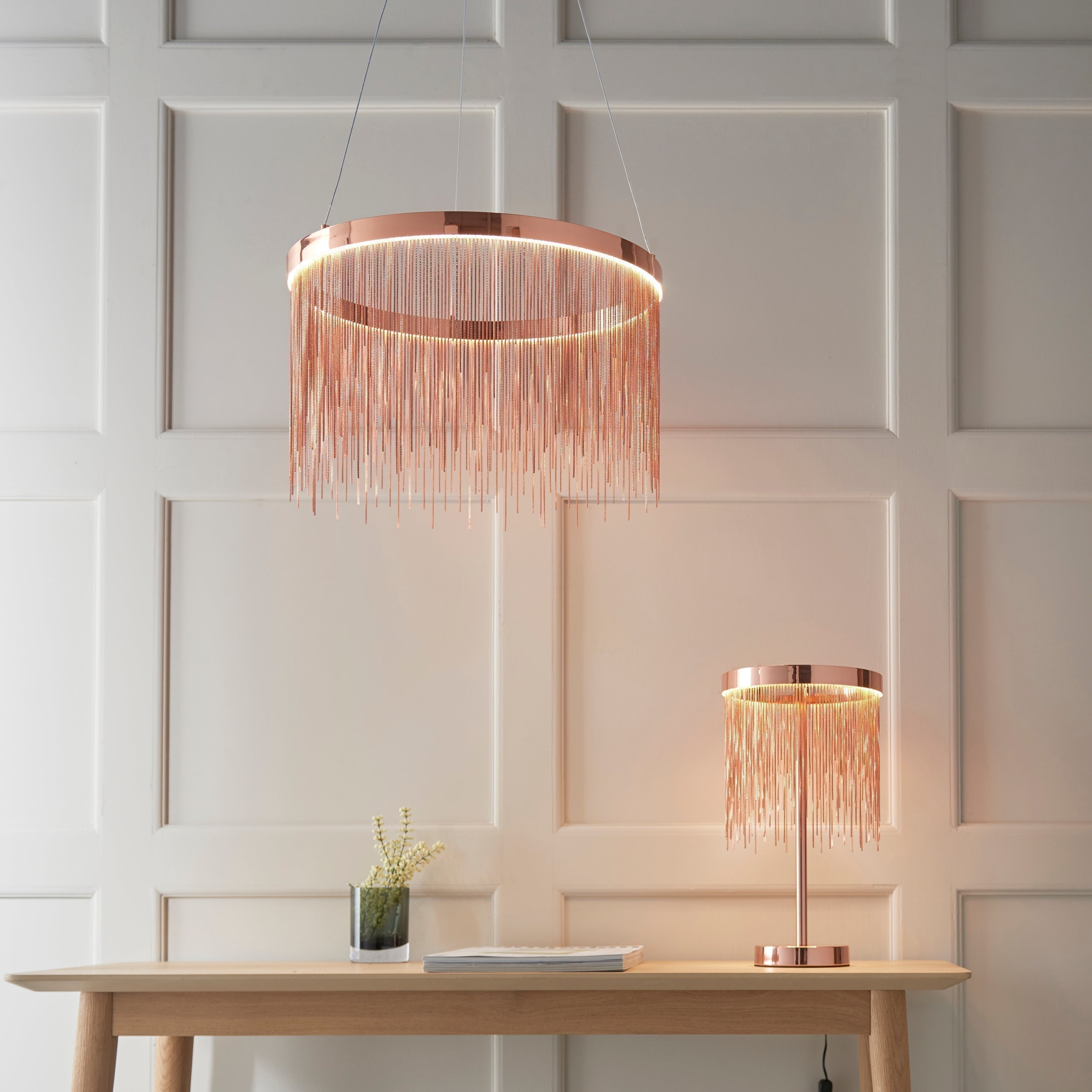 Lyra Cascade LED Table Lamp With Diffused Glow And Chains