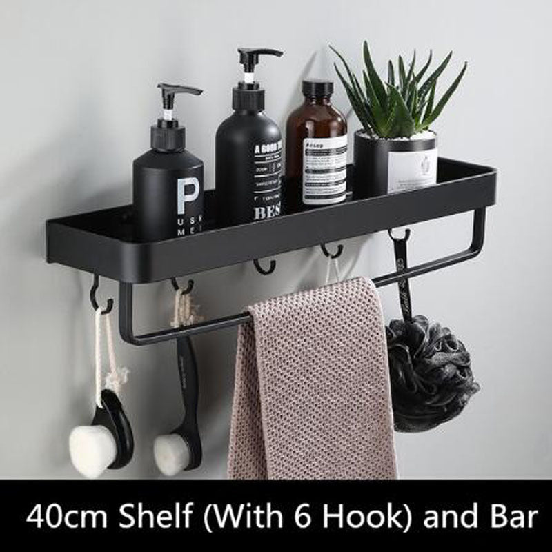 Moderner schwarzer Space-Aluminium-Badezimmer-Wandregal-Stil