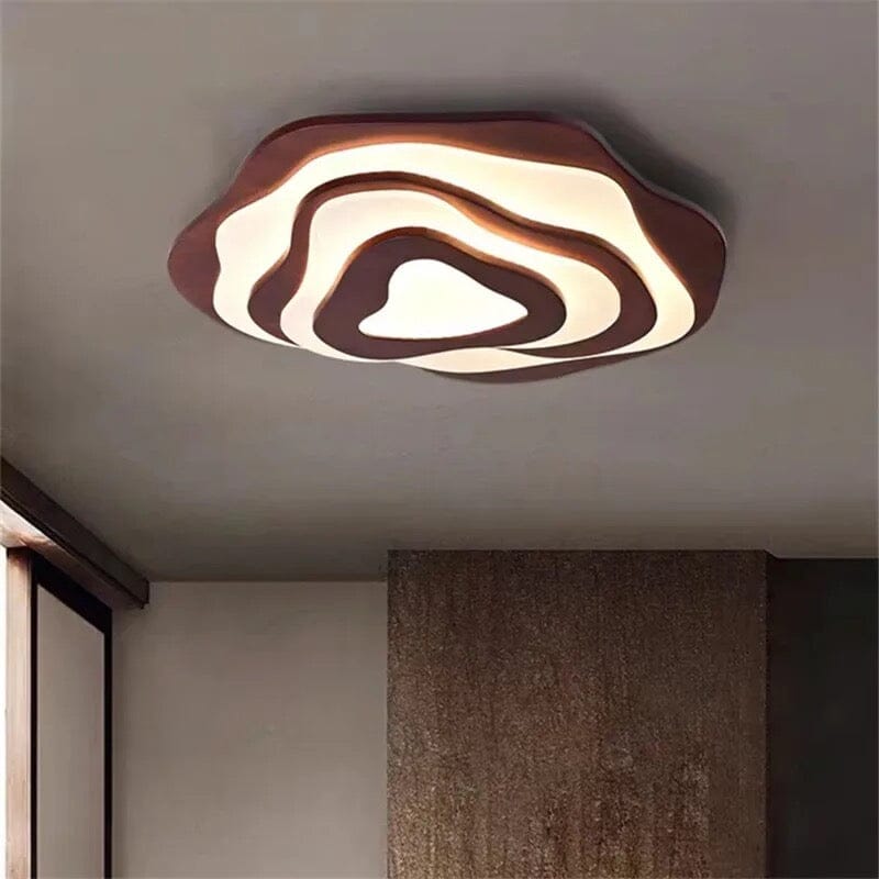 Aureon Bloom Wood & Metal Chandelier, Two-Layer Design