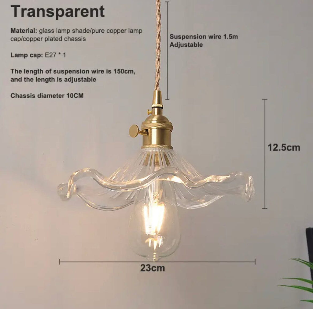 Lámparas colgantes de vidrio Lyra con forma de flor para decoración nórdica en sala de estar