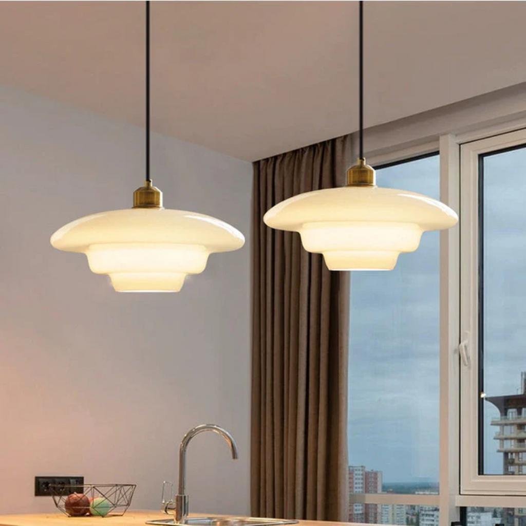 Celestia | White Glass Pendant Light for Dining and Kitchen Areas