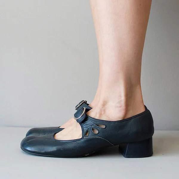 Lunora Orthopedic Leather Sandals With Buckle In Vintage Style