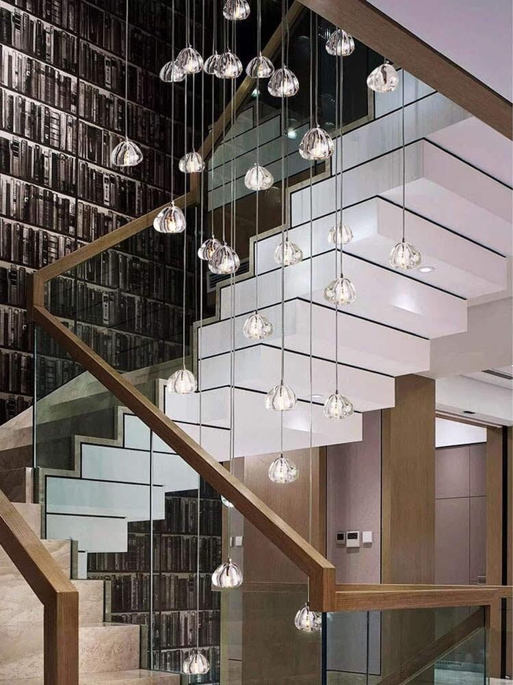 Lumenry Kristall-Treppenhaus-Kronleuchter Modernes LED-Beleuchtungssystem
