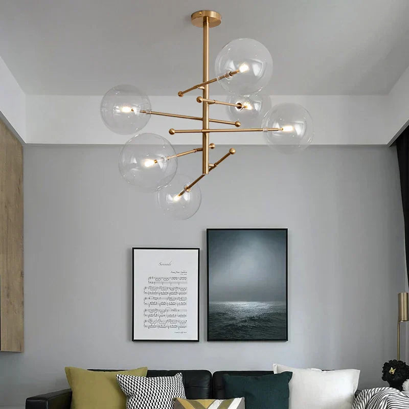 لوستر گلوب شیشه‌ای نوا با نورپردازی دوگانه LED، نصب نیمه توکار
