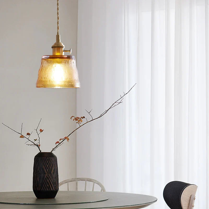 Lumera Copper Glass Pendant Light With LED Illumination