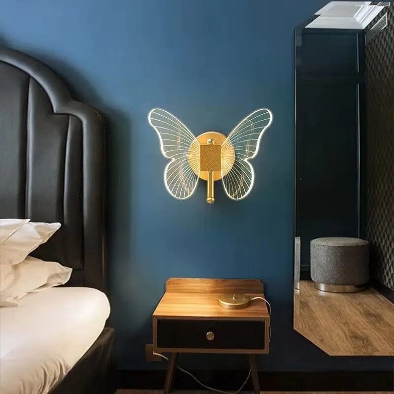 LED motýlí nástěnné světlo s jednoduchou instalací a přiloženým montážním materiálem
