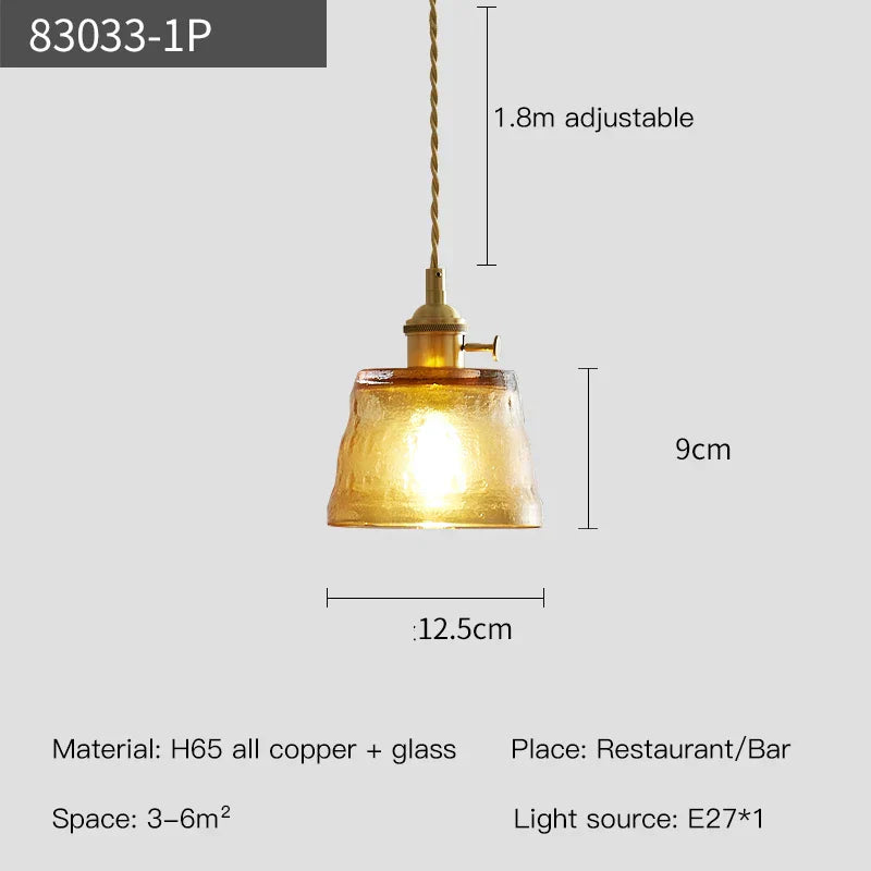 Lumera Copper Glass Pendant Light With LED Illumination