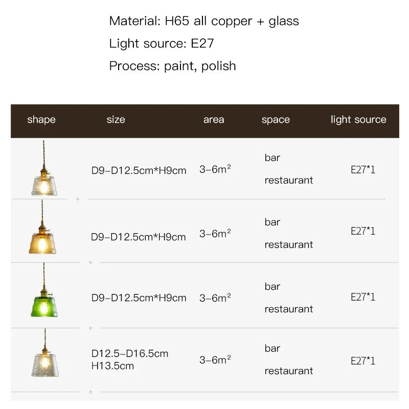 Lumera Copper Glass Pendant Light With LED Illumination