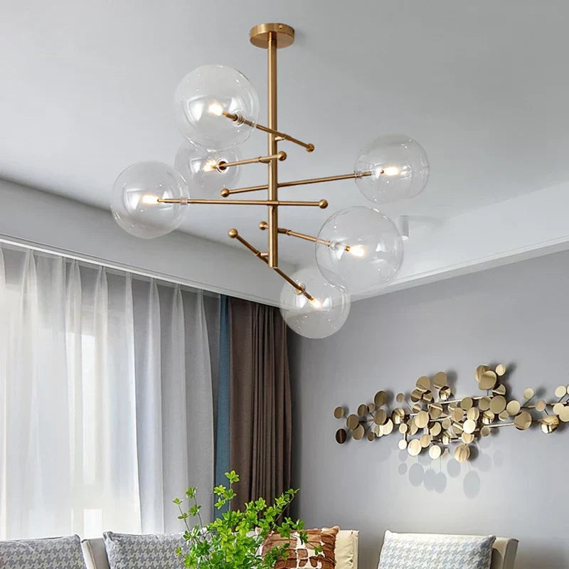 لوستر گلوب شیشه‌ای نوا با نورپردازی دوگانه LED، نصب نیمه توکار