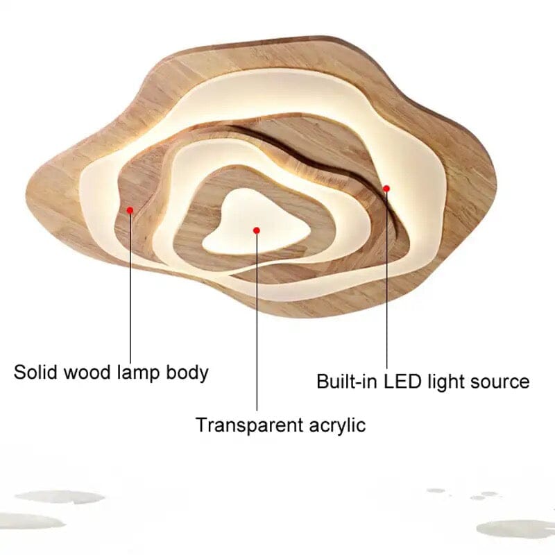 Aureon Bloom Wood & Metal Chandelier, Two-Layer Design