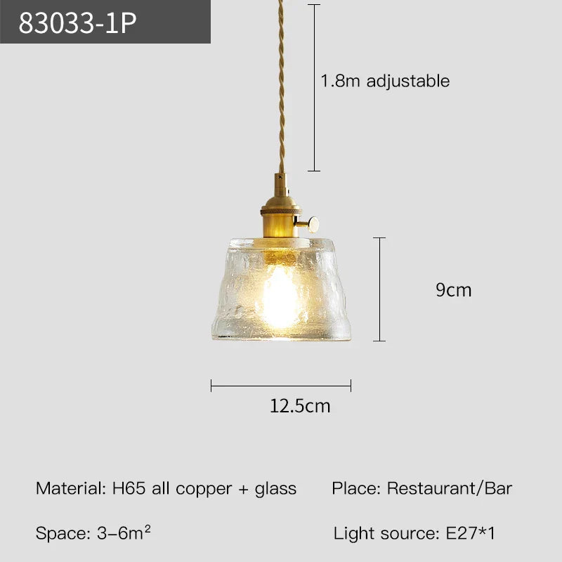 Lumera Copper Glass Pendant Light With LED Illumination