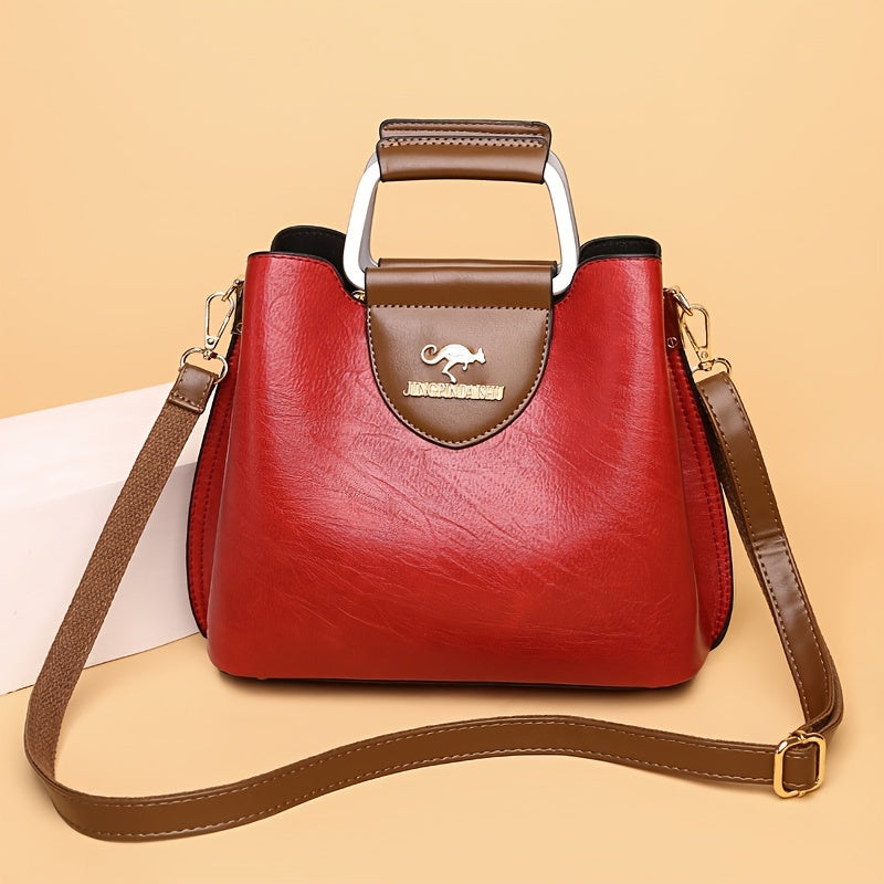 Borsa a Mano Bicolore in Pelle Nero Marrone Classica Senza Tempo