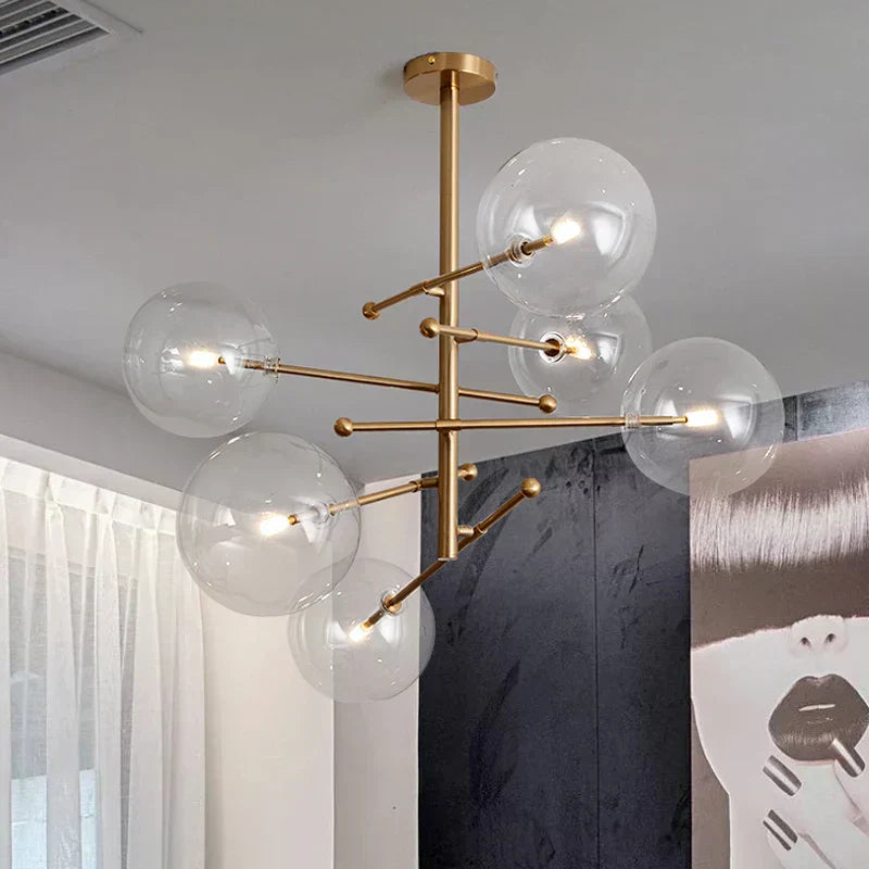 لوستر گلوب شیشه‌ای نوا با نورپردازی دوگانه LED، نصب نیمه توکار