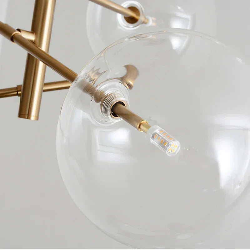 لوستر گلوب شیشه‌ای نوا با نورپردازی دوگانه LED، نصب نیمه توکار