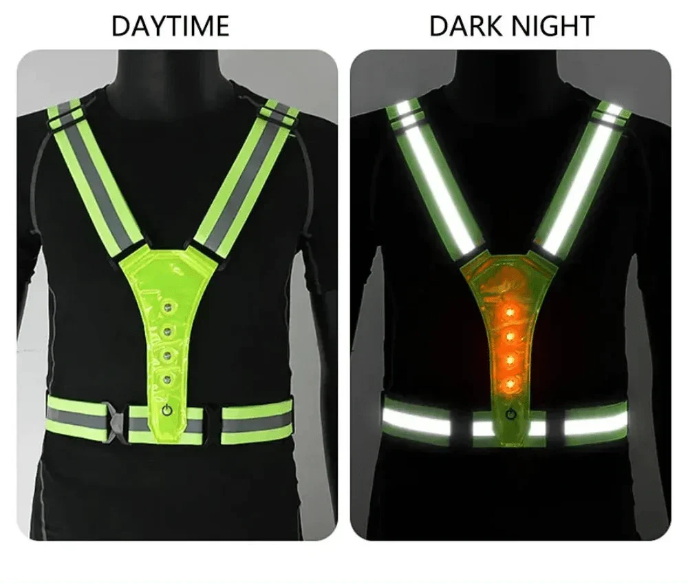 LumaRun Gilet Riflettente Regolabile a LED per Corsa Notturna
