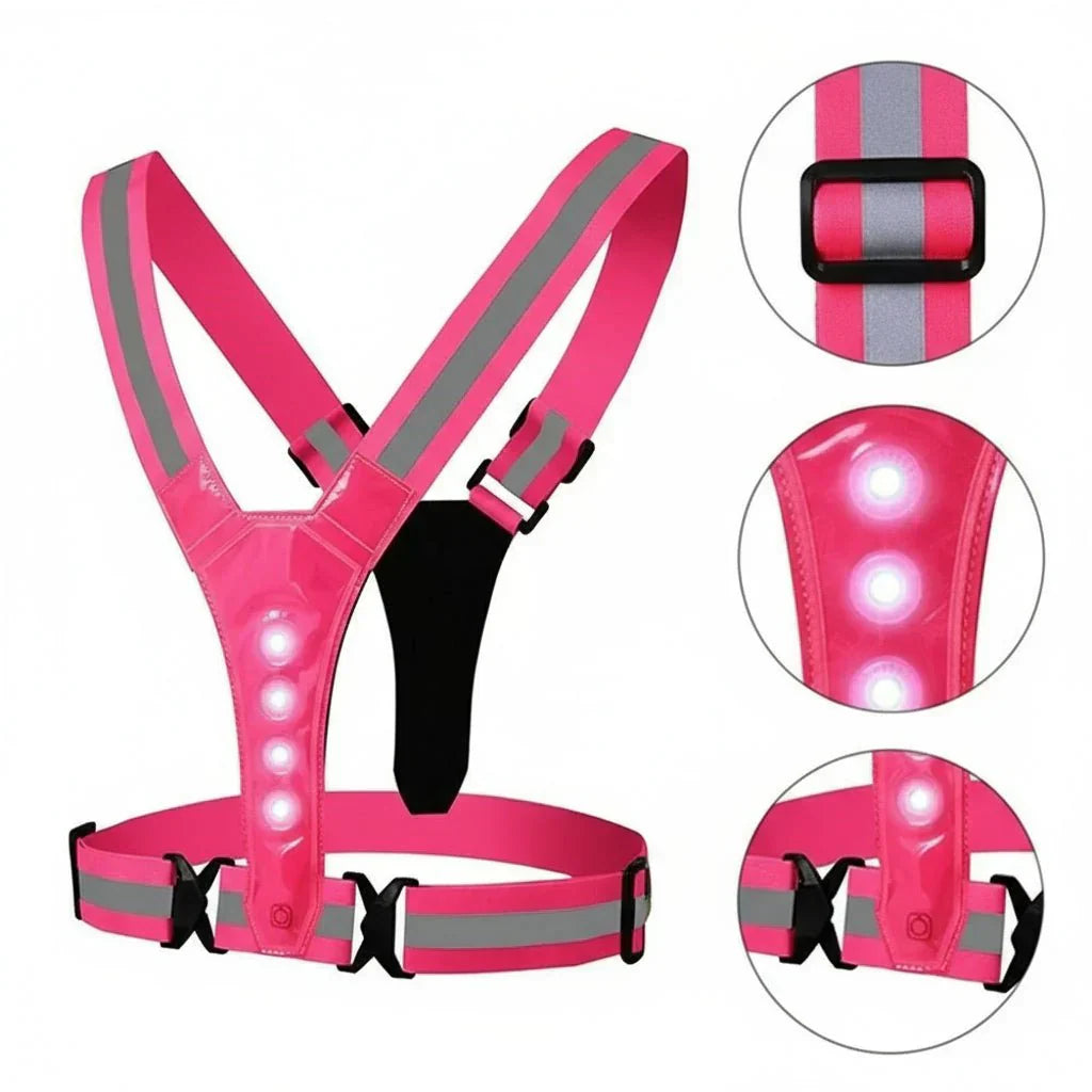 LumaRun Gilet Riflettente Regolabile a LED per Corsa Notturna