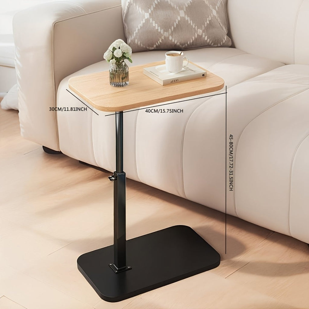 Elara Adjustable Side Table With Wooden Top And Metal Frame