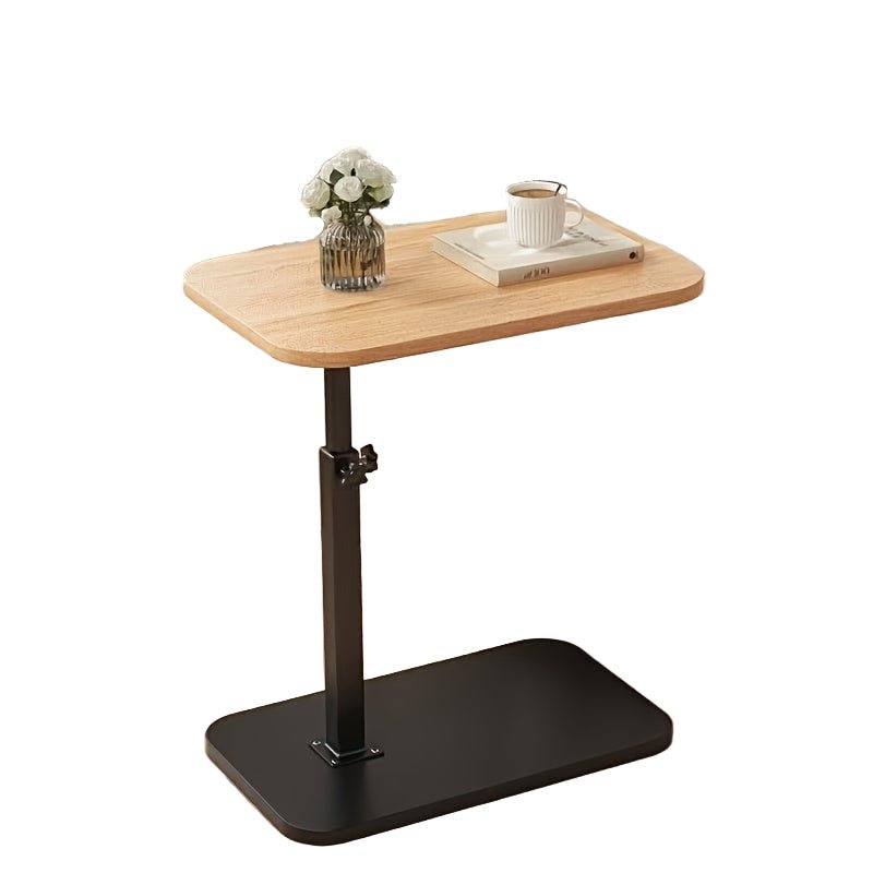 Elara Adjustable Side Table With Wooden Top And Metal Frame