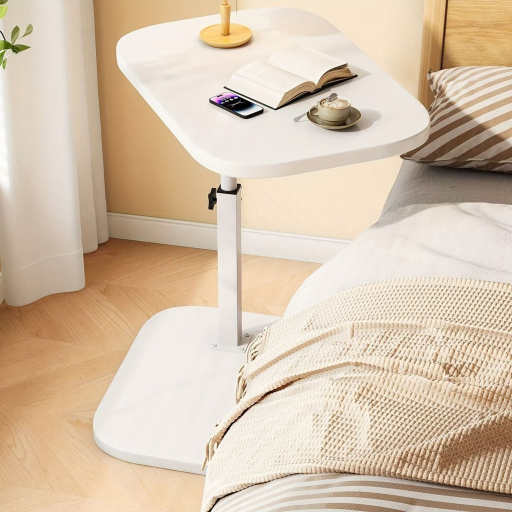 Elara Adjustable Side Table With Wooden Top And Metal Frame