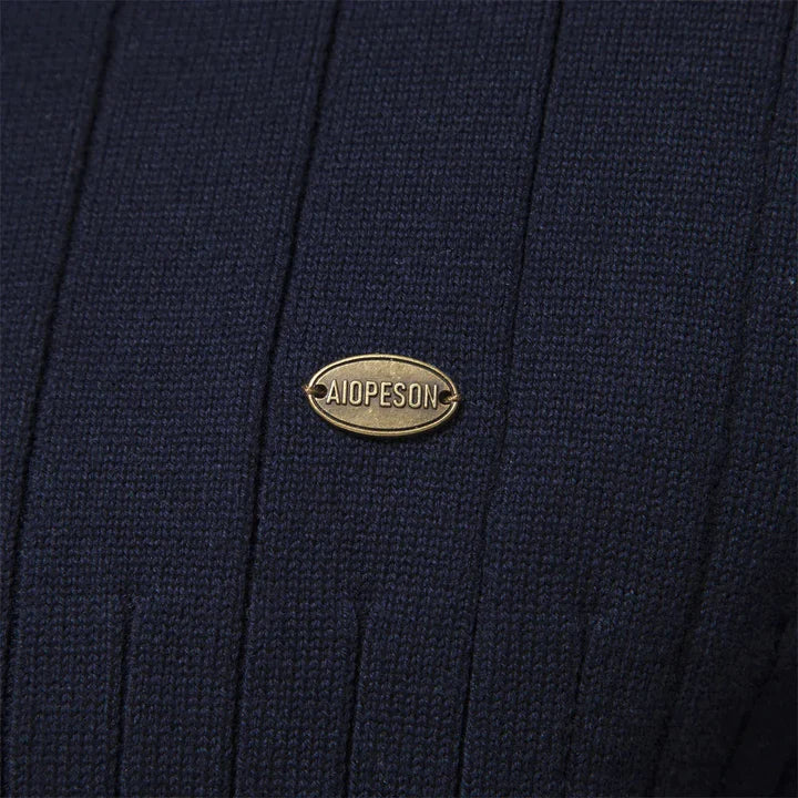Men's Ribbed Knit Quarter Zip Sweater With Classic Design