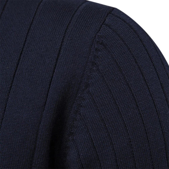 Men's Ribbed Knit Quarter Zip Sweater With Classic Design