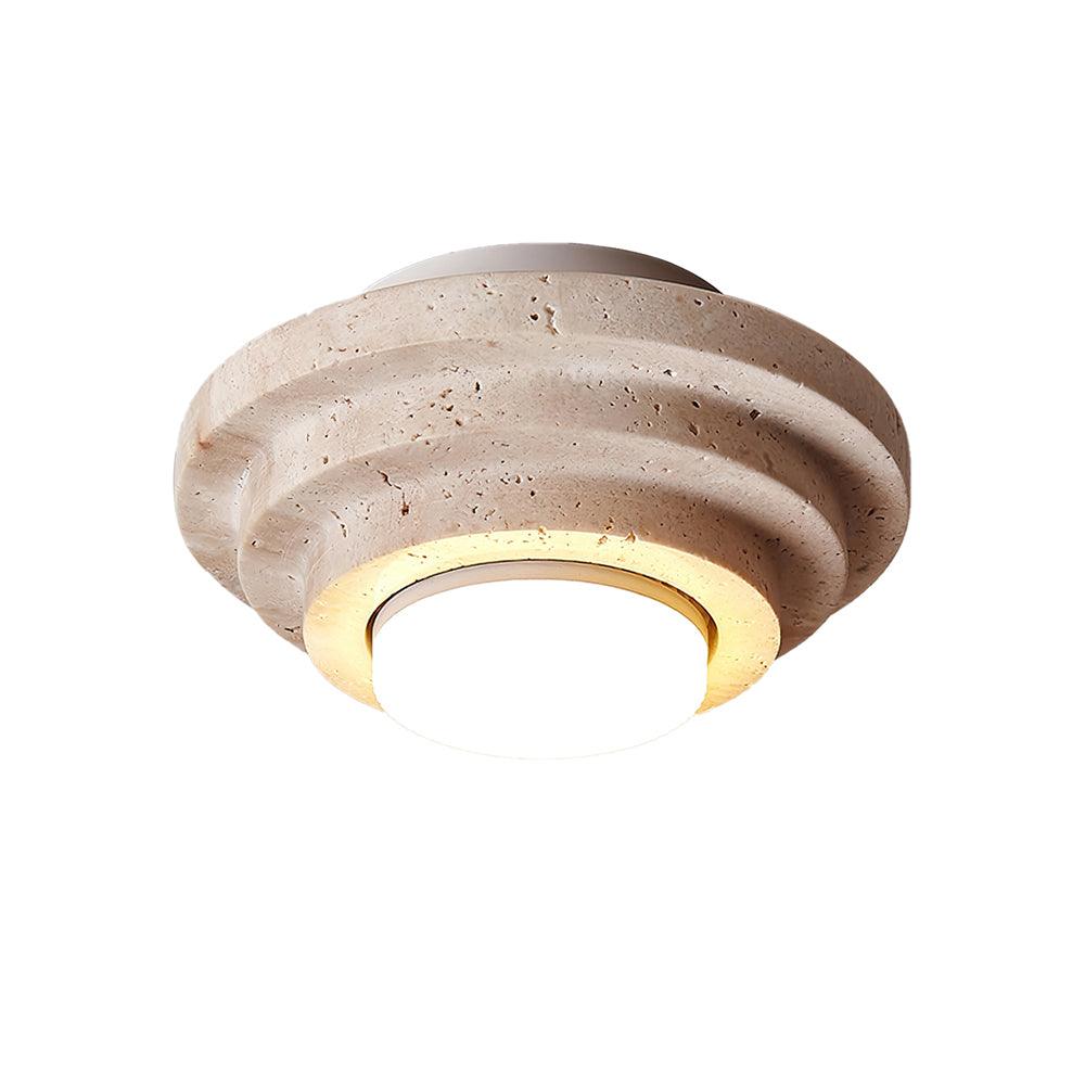 Lampada da soffitto LED Solstone in travertino con luce calda