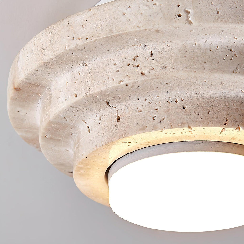 Lampada da soffitto LED Solstone in travertino con luce calda