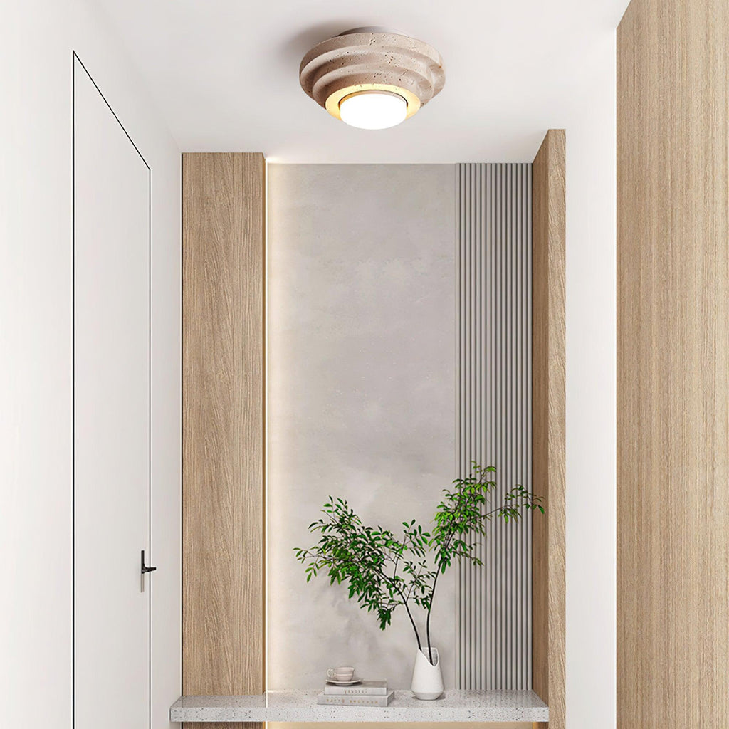 Lampada da soffitto LED Solstone in travertino con luce calda