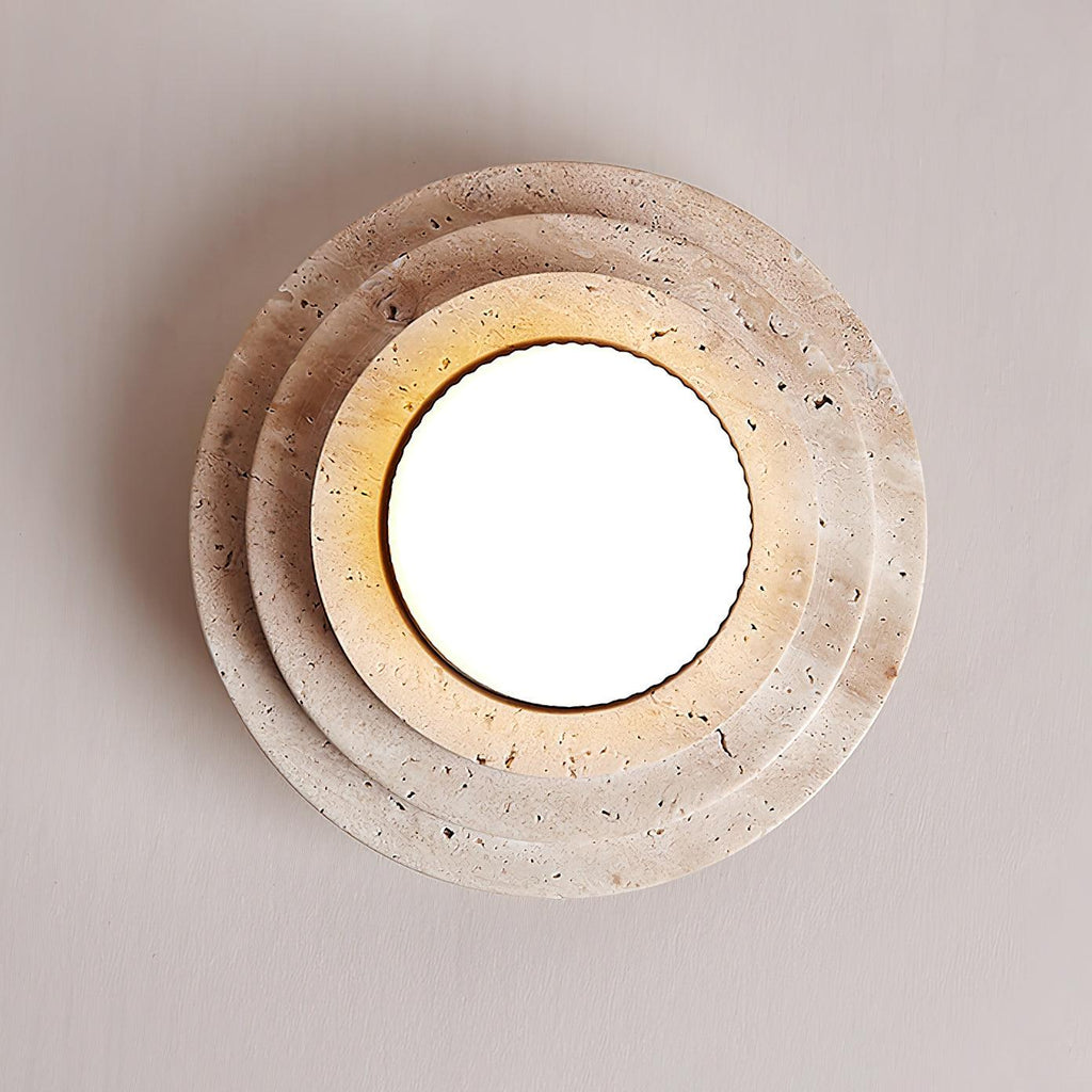 Lampada da soffitto LED Solstone in travertino con luce calda