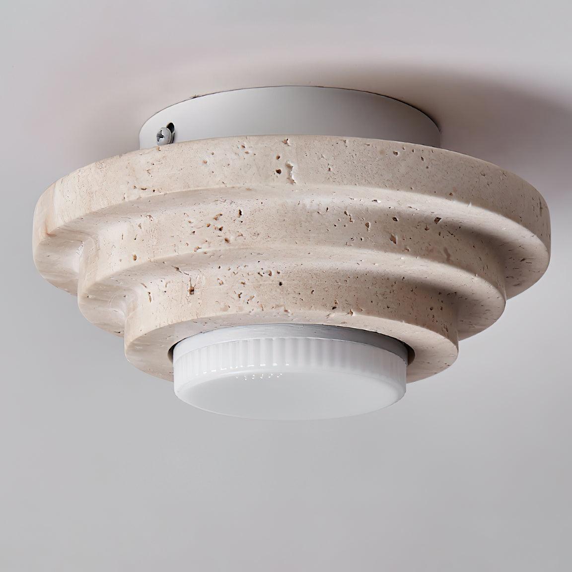 Lampada da soffitto LED Solstone in travertino con luce calda