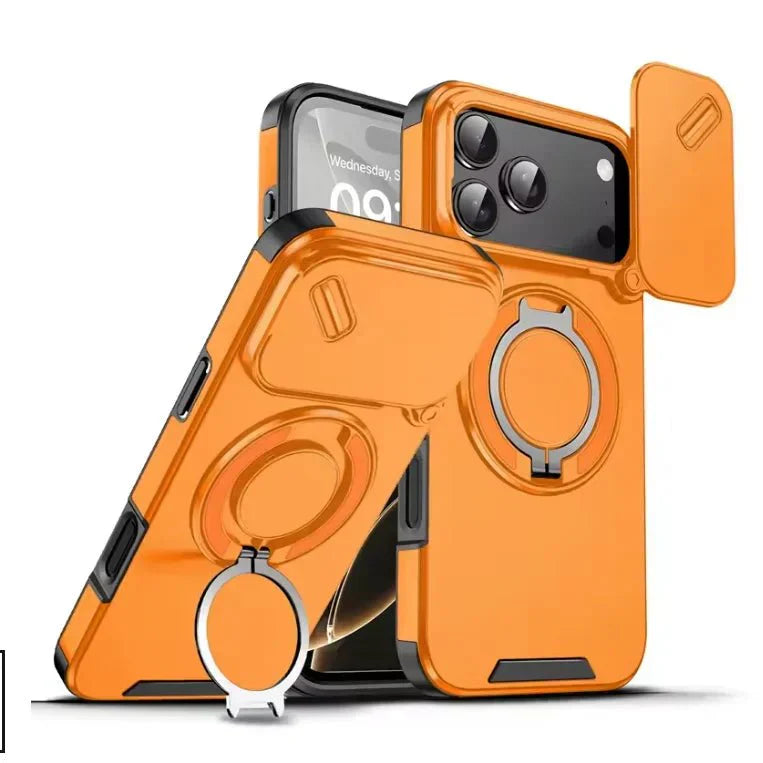AegisGuard Armor Shockproof Magnetic Case With 360 Degree Ring Stand For iPhone 17