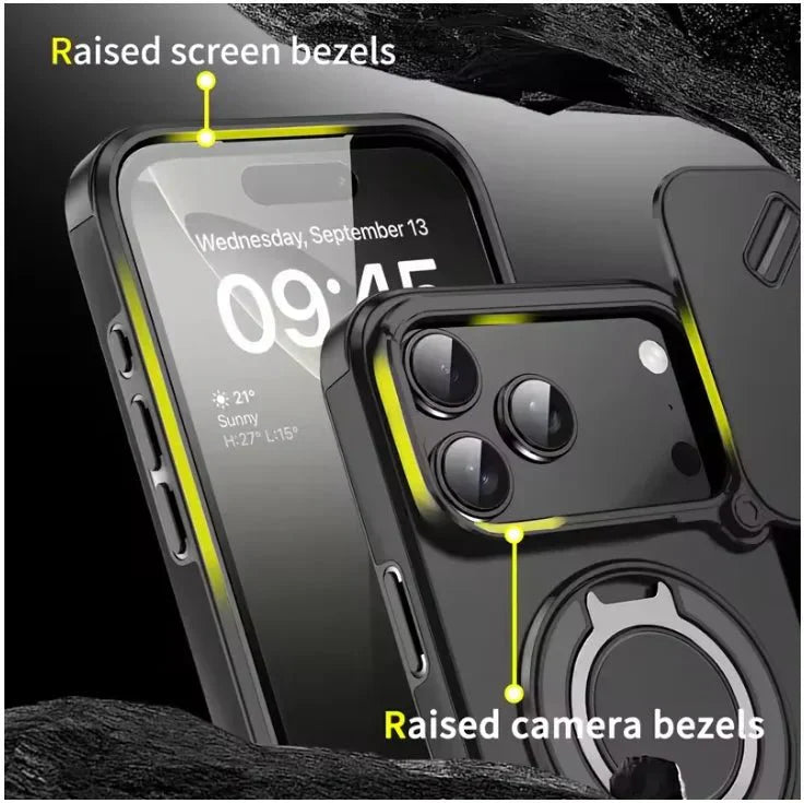 AegisGuard Armor Shockproof Magnetic Case With 360 Degree Ring Stand For iPhone 17