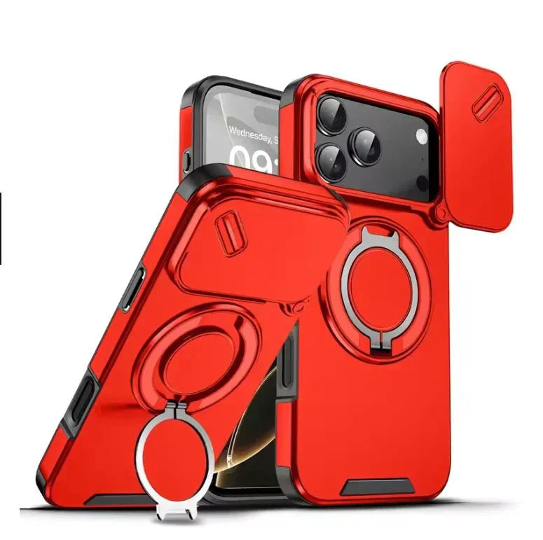 AegisGuard Armor Shockproof Magnetic Case With 360 Degree Ring Stand For iPhone 17