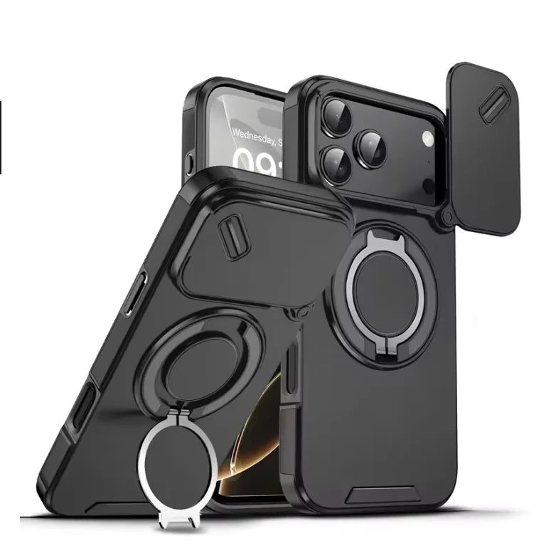 AegisGuard Armor Shockproof Magnetic Case With 360 Degree Ring Stand For iPhone 17