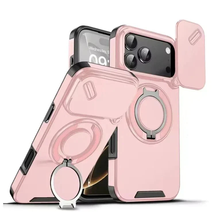 AegisGuard Armor Shockproof Magnetic Case With 360 Degree Ring Stand For iPhone 17