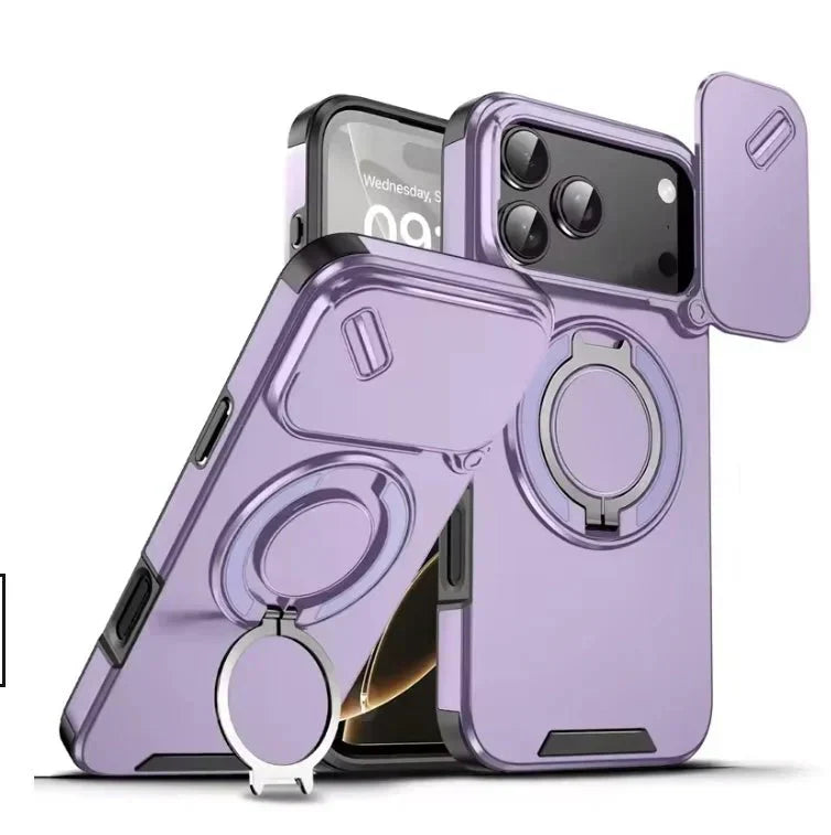 AegisGuard Armor Shockproof Magnetic Case With 360 Degree Ring Stand For iPhone 17
